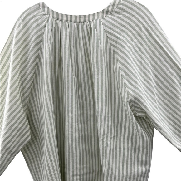 NWT A New Day Light Green Striped M Ragland Long Sleeve Tie Front Top - Picture 4 of 7